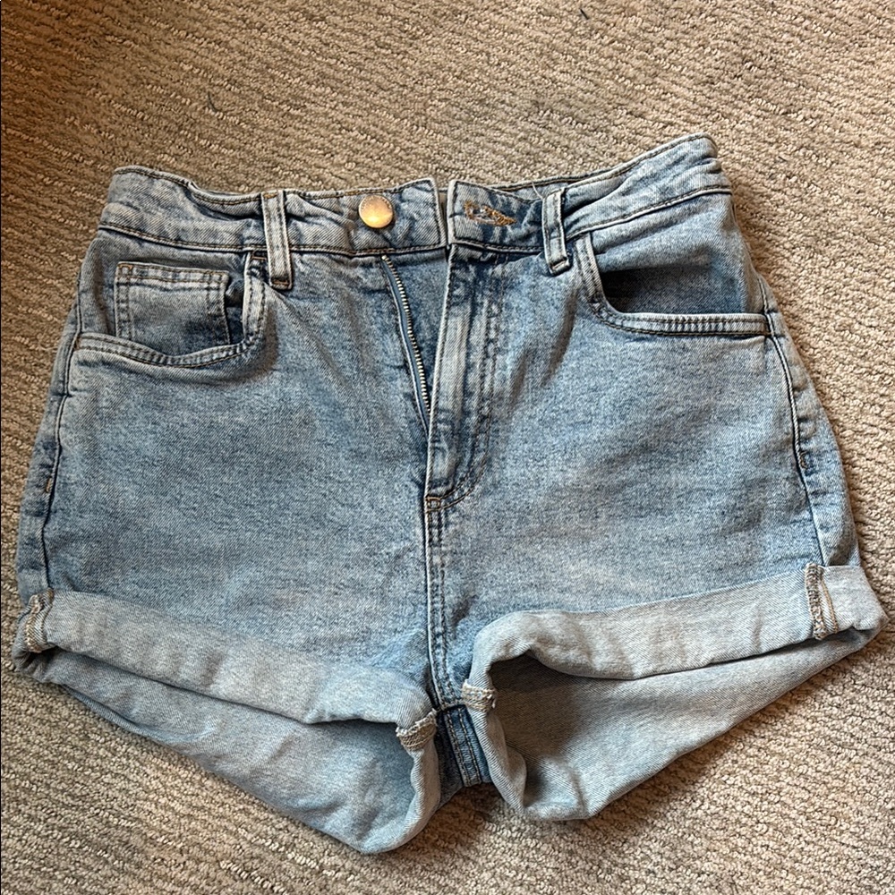 Cotton On Blue Jean Shorts High-Waisted Cuffed